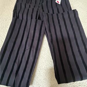 Charlotte Russe Black and blk velvet Striped flare Pants size 3/4 new with tags